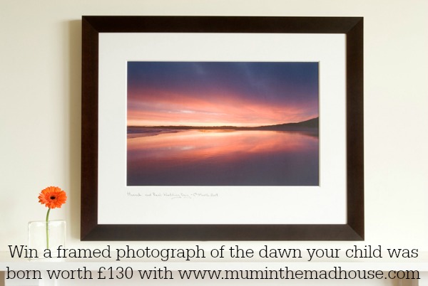 framed photograph of the dawn your child was born
