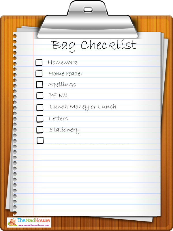 Bag checklist