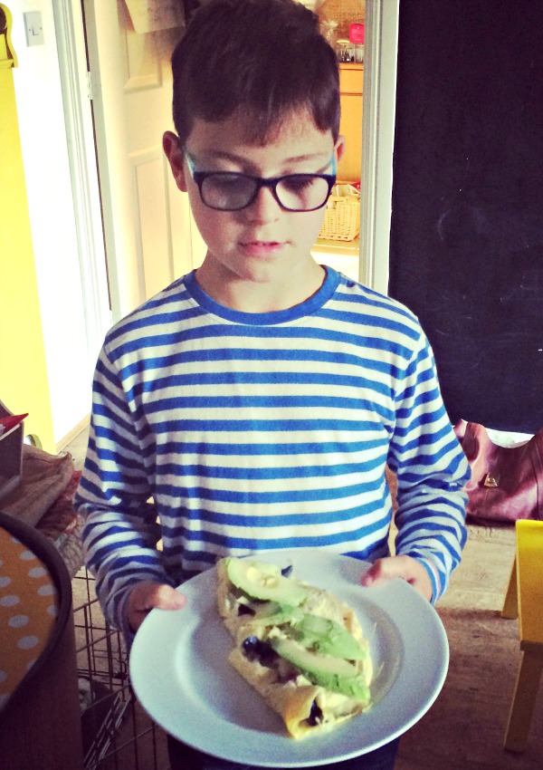 Mini with his omlette