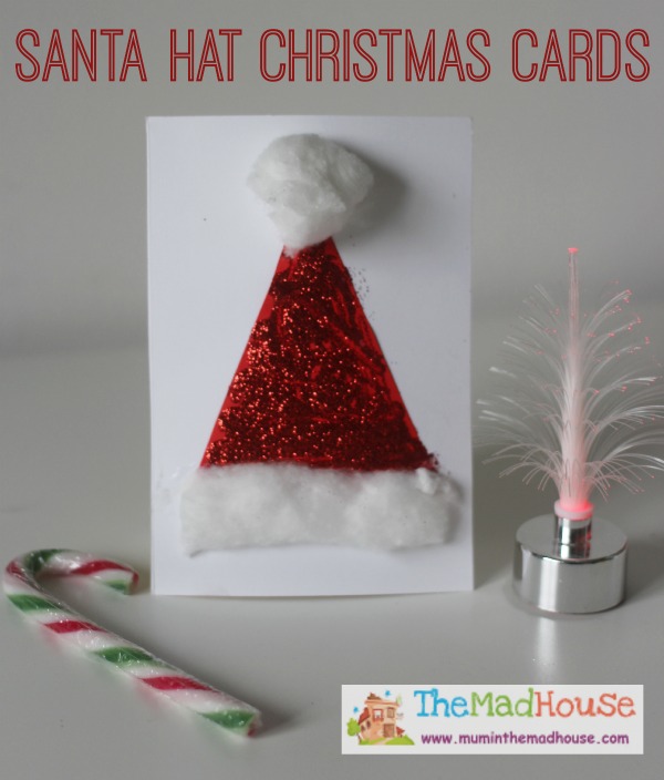 6 Handmade Christmas Place Cards Red Santa Hat 