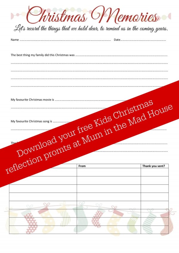Christmas reflection writing prompts for kids