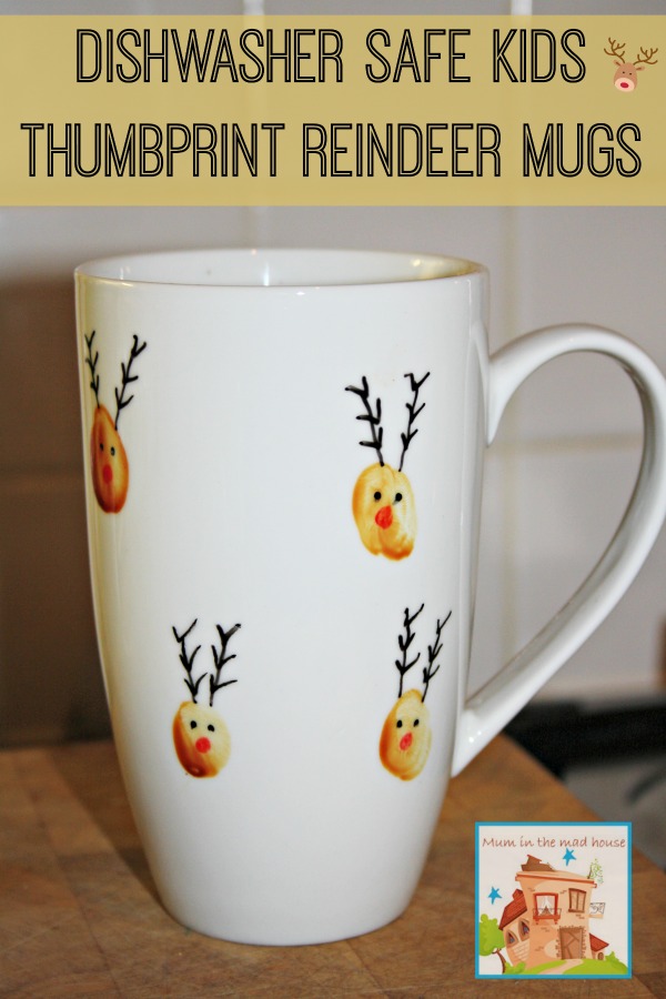 Try these fun Dishwasher safe Reindeer thumbprint mugs & Reindeer Thumbprint Ornaments for the holidays. They are perfect for family gifts to grandparents.