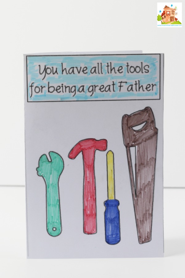 Fathers day card coloured in