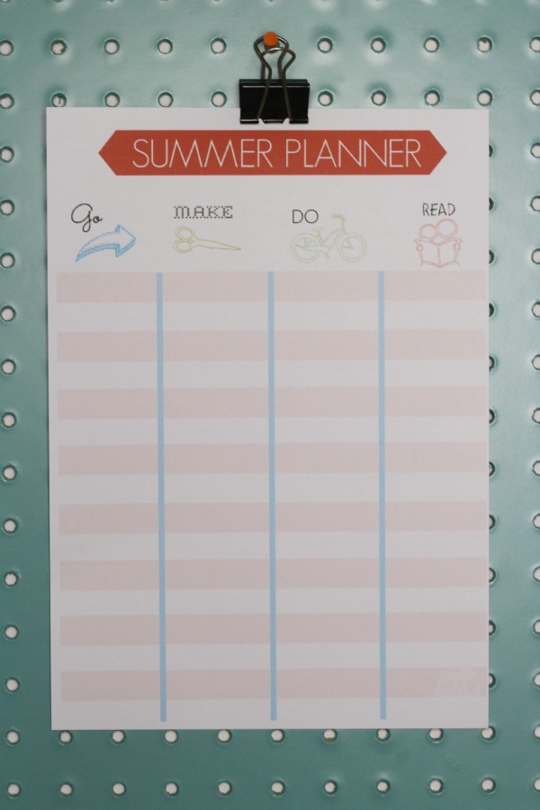 free printable summer planner