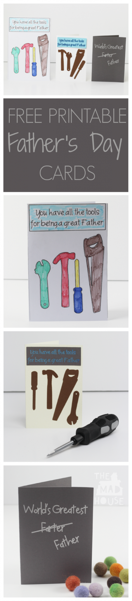 three free printable fathers day cards
