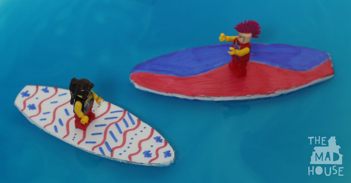 minifigures on surfboard