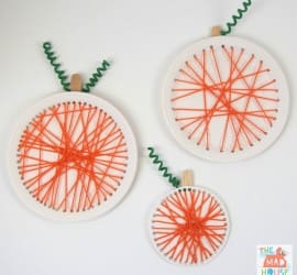 Pumpkin paper plate lacing craft