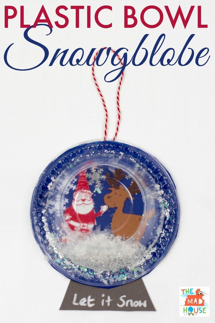 This plastic bowl snow globe is fun to make with kids and contains no water or glass so is great in a classroom too
