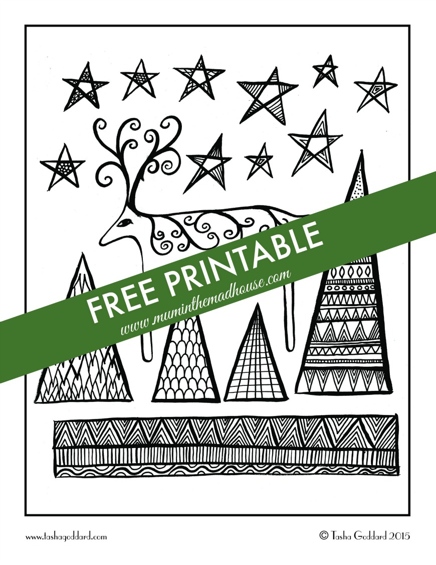 free christmas adult colouring page 