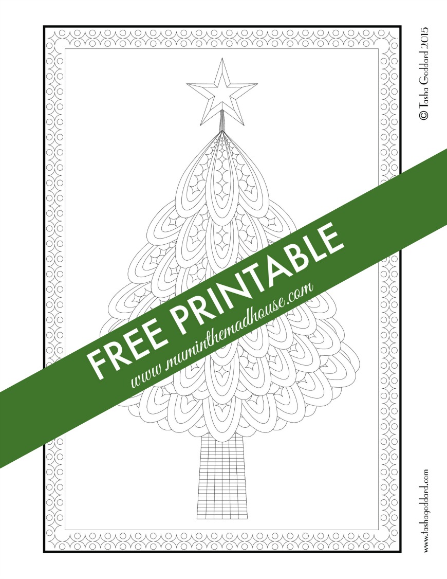 free christmas adult colouring page 