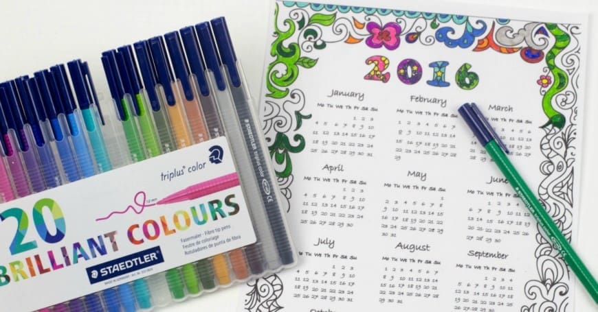 2016 Calendar to Colour for adults