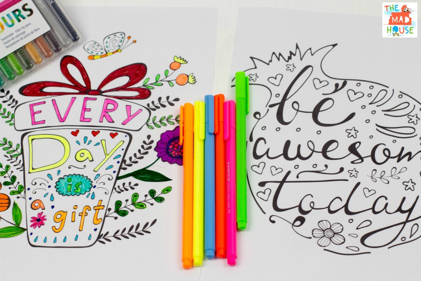 Pagine da colorare con citazioni ispiratrici per adulti e bambini
