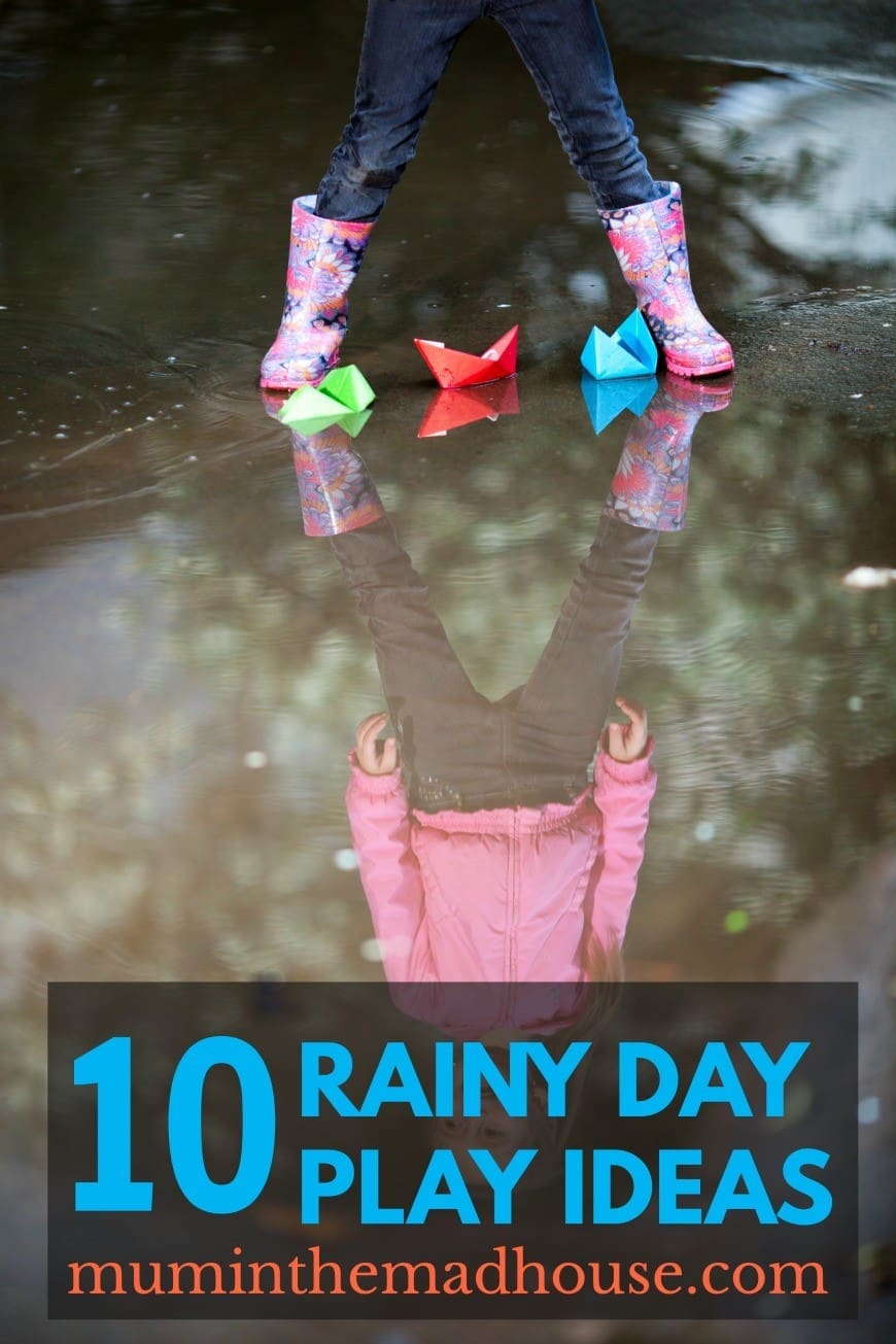 10 Amazing wet weather play ideas. Encourage the kids to play outside in the rain with these super play activities and rain based kids crafts 