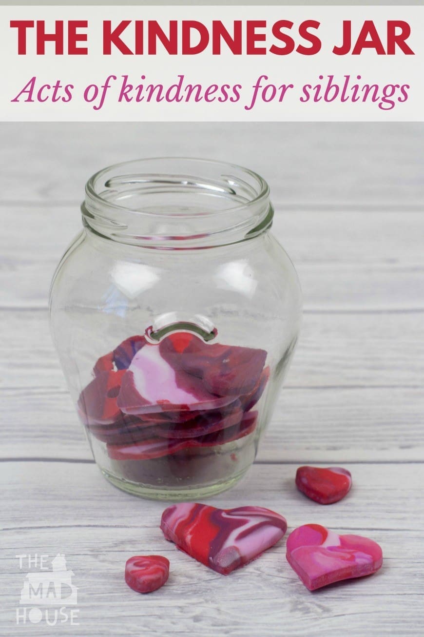 Acts of Kindness Jar - Acts of kindness for siblings. This is a fab DIY craft to try and cut down on sibling rivalry and have a more harmonious home. There are some amazing ideas for acts of kindness for siblings. 