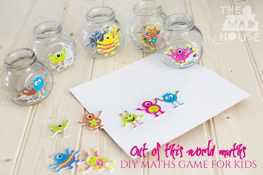 DIY Maths Game for kids . A simple interactive, hands-on DIY maths game for kids of all ages and abilities. Maths can be out of this world with our fab game. Turn a simple kids craft in to a hands on math activity that children will love using things you already have in your home