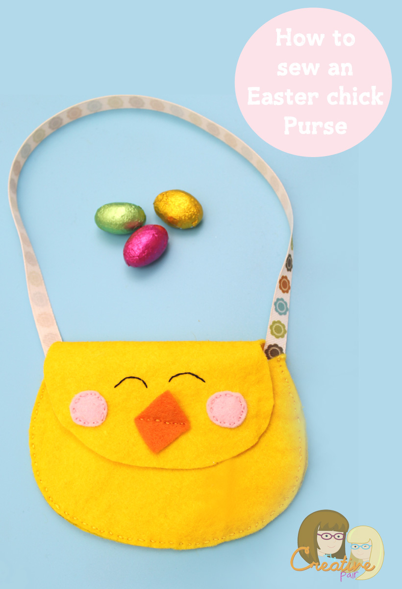 This cute felt chick purse is the perfect introduction in to sewing.  A simple DIY craft sewing project to hold your kids Easter eggs this Spring.  