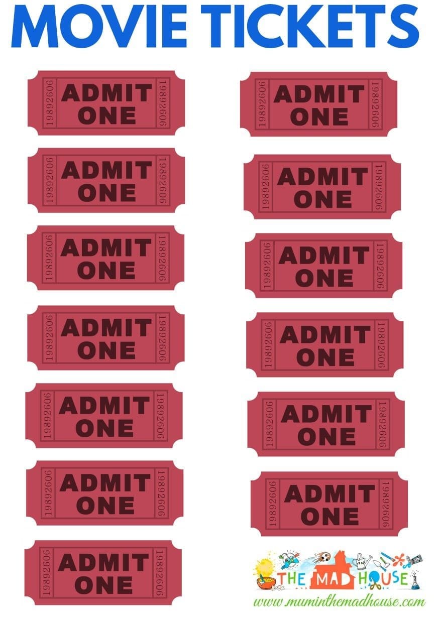 movie tickets for printing
