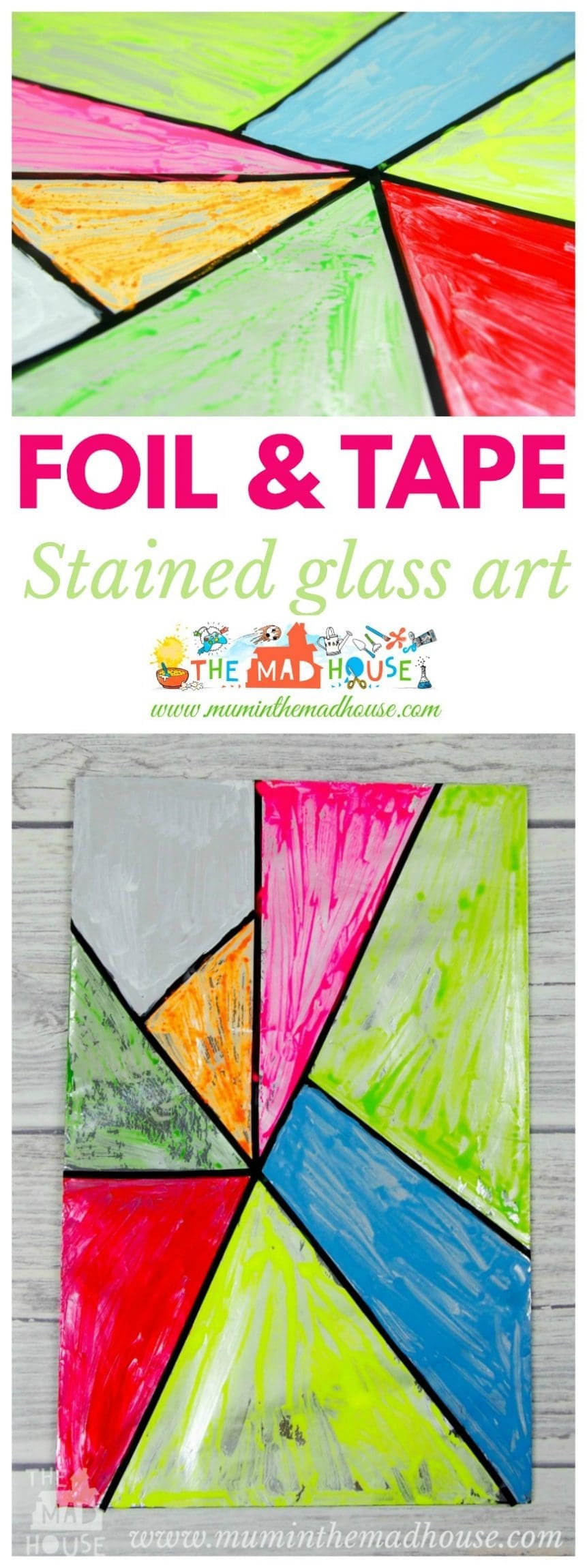A fabulous faux stained glass art activity for children. This is a fun and simple process art activity that is great for tweens and teens. With a fab tip for making sure the paint doesn't flake and for keeping clean up simple and easy. 