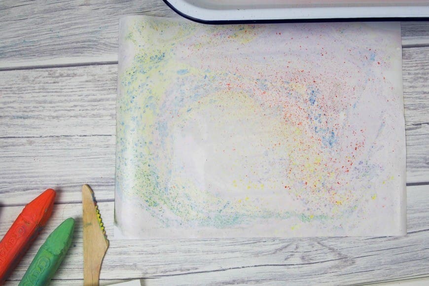 Floating chalk prints. A super simple process art project that gives great results and is fun to do. This kids craft activity is a great way of demonstrating surface tension too. I love it when creativity and science meet. 