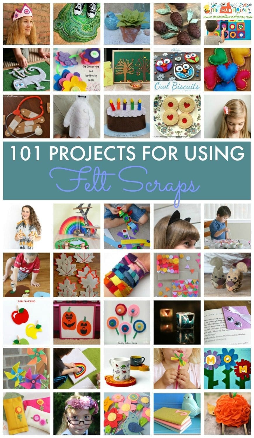 101 project ideas for using felt scraps. A selection of ideas for felt boards and projects for younger kids, tweens, teens and adults including simple sewing. Felt is such a flexible craft material.