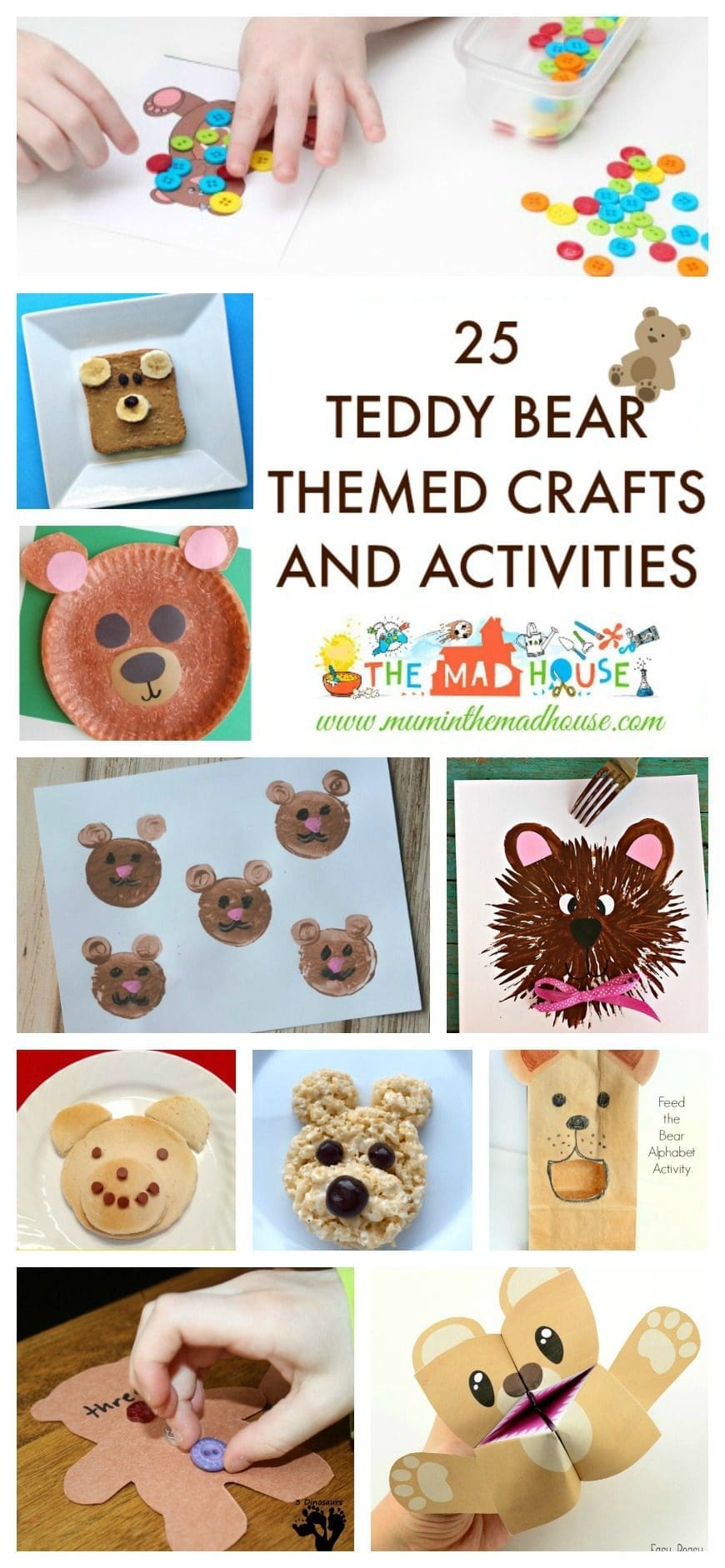  Celebrate all things Teddy Bear with this roundup of teddy bear activities, crafts and foods ideas to suit toddlers, preschoolers and school aged kids.  You will find lots of art and craft inspiration, along with free teddy bear themed printables perfect for children. 