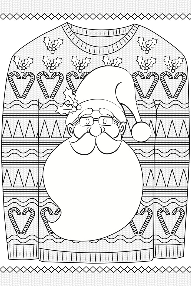 Ugly Christmas Sweater Colouring Page