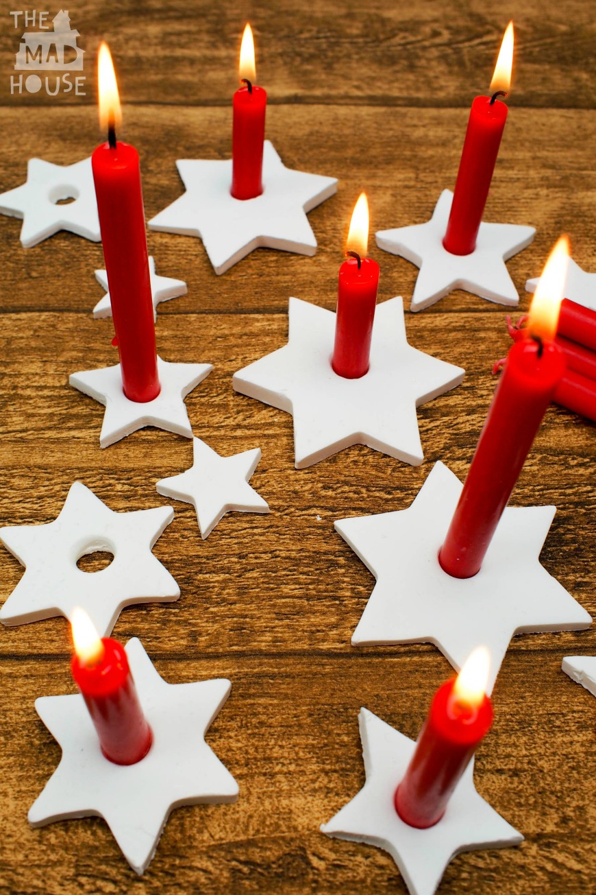 Easy to make DIY Clay Star Candle Holders, which are perfect for the festive season.  Inspired by Scandinavian Christmas decorations.