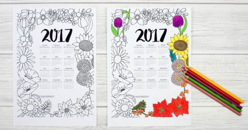 2017 Floral Colouring Calendar