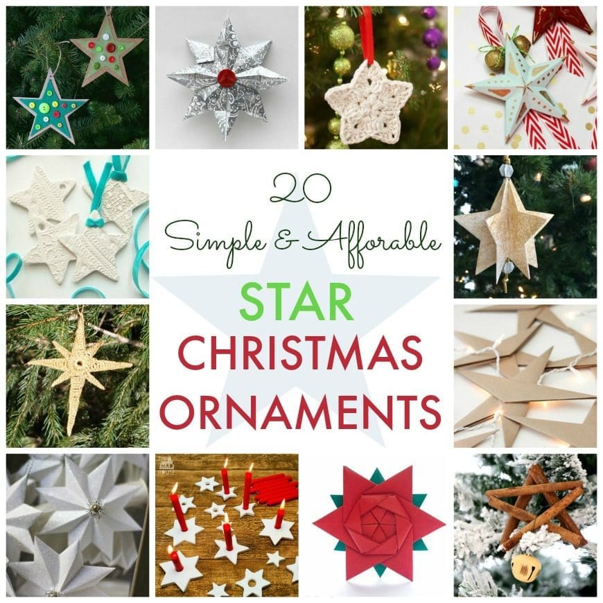 20 Simple & Affordable DIY Star Christmas Ornaments are easy to make, so children can help out and you can get the whole family involved. Fantastic festive crafts for all.