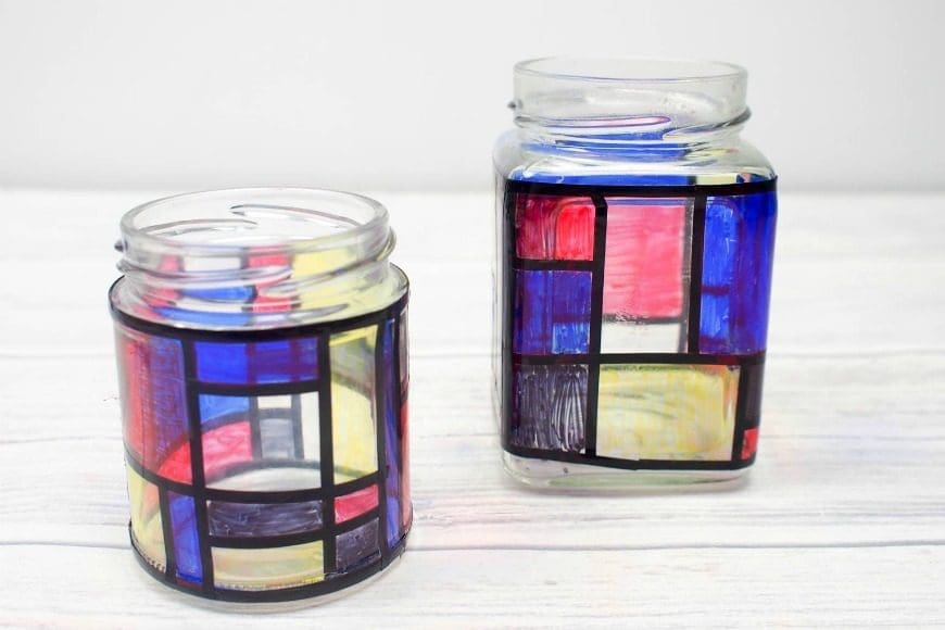 Mondrian Inspired Jar Luminaries