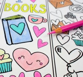 Love Books Free Colouring Bookmarks