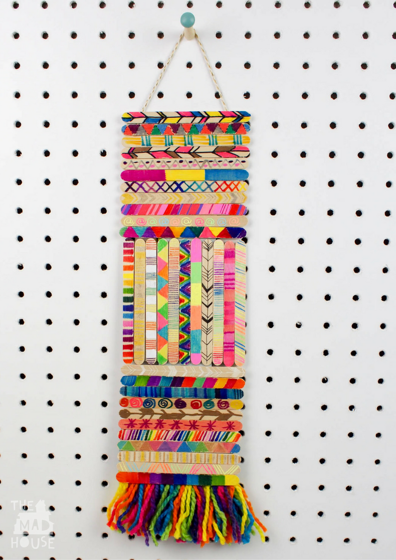 This craft stick wall hanging is a super fun collaborative art project or perfect for making over a period of time.