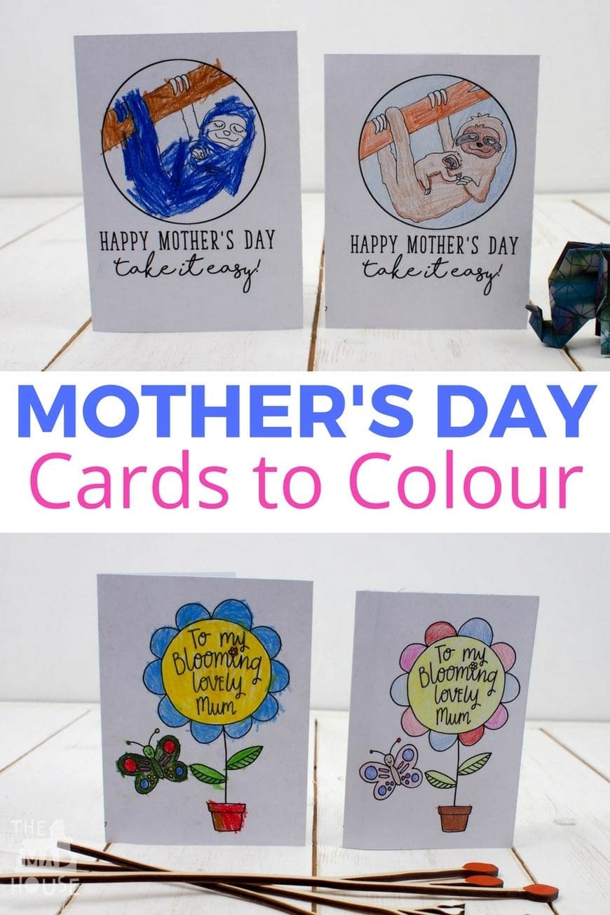 Stunning free printable Mother's Day cards to colour. 2 free brilliant cards to download for kids to colour for Mother's Day.