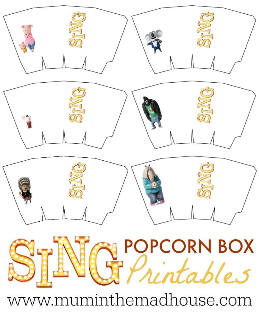 Have a SING Family Movie Night with our Free Printable SING Popcorn Boxes and SING themed popcorn. Turn an ordinary movie night into THE BEST Movie night.