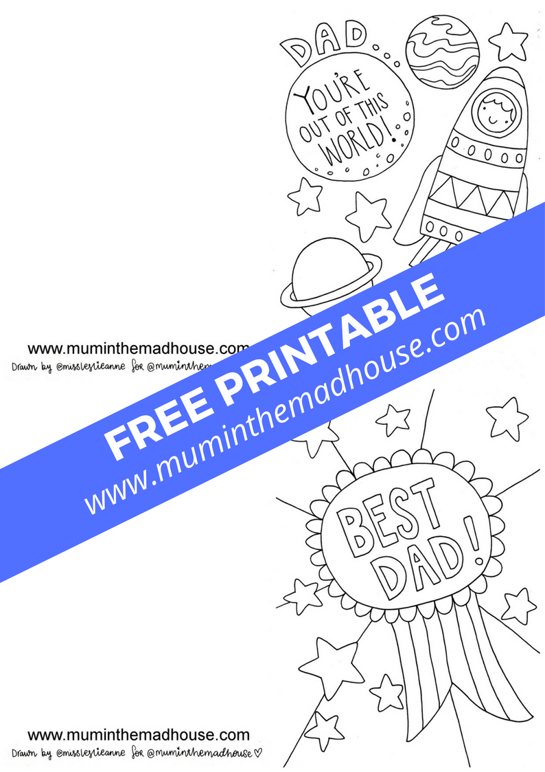 Free Father's Day Cards to print and colour in. Fabulous downloadable cards perfect for kids to colour in for Father's Day