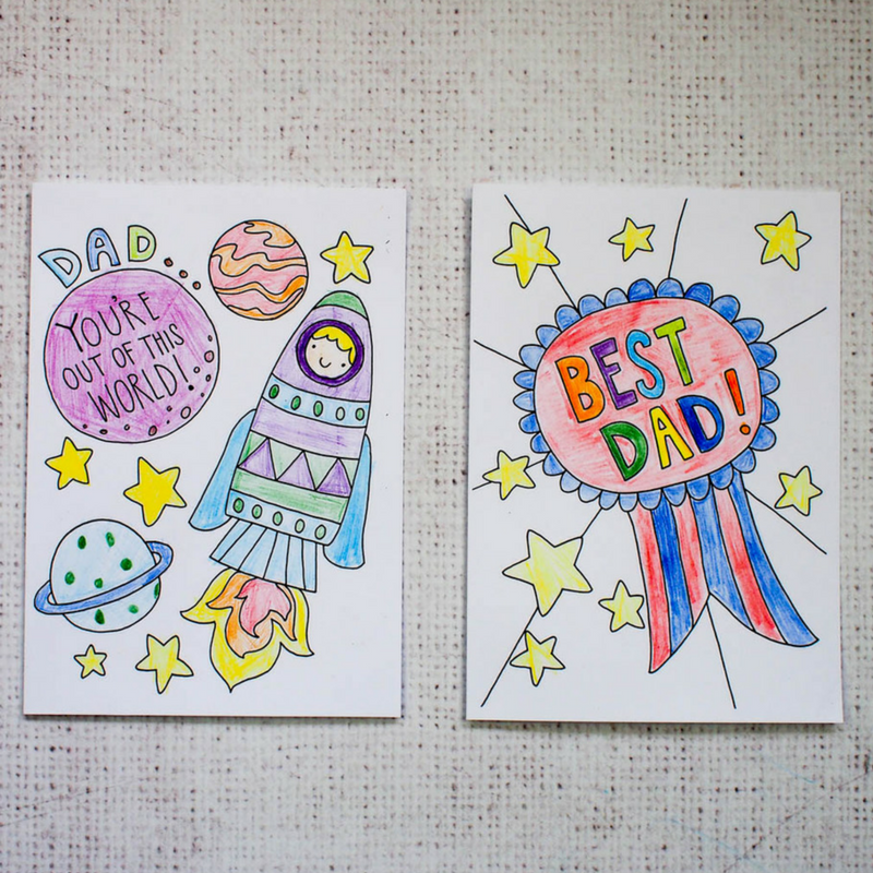 Free Father's Day Cards to print and colour in. Fabulous downloadable cards perfect fo kids to colour in for Father's Day