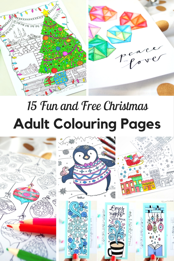 These beautiful fun and free Christmas adult colouring pages make wonderful seasonal decorations or you could turn them into Christmas cards