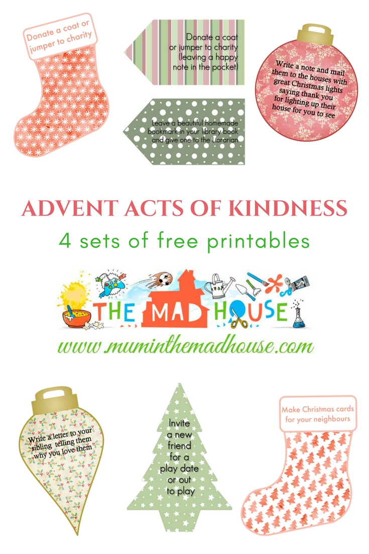 4 fabulous sets of Acts of Kindness Advent Calendar Printables. Random acts of kindness perfect to print and use for an advent calendar or kindness jar 