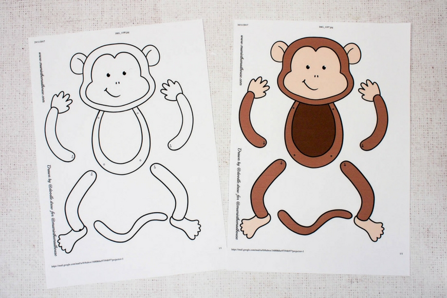 Easy Monkey Paper Puppet Templates Coloured Mum In The Madhouse