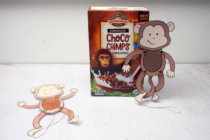 テンプレート付き簡単な猿の紙の人形
