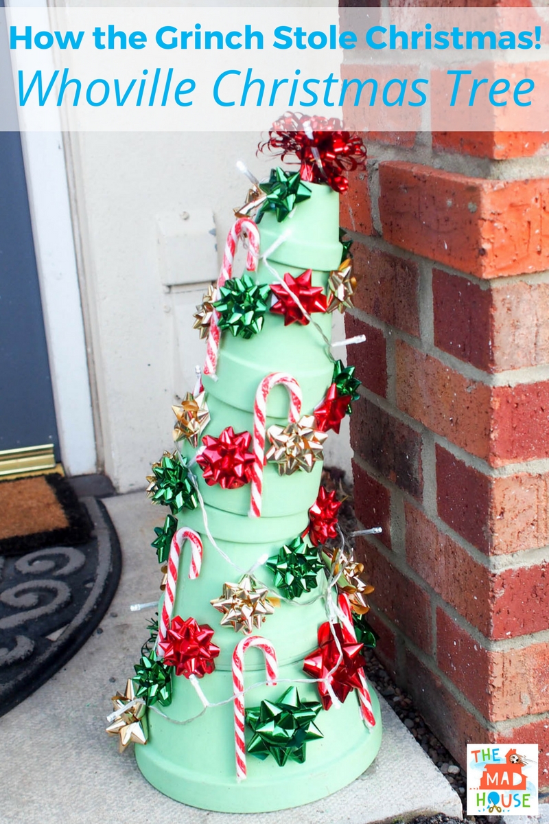 This fabulous Whoville Christmas Tree is inspired by the classic Dr.Suess How the Grinch Stole Christmas!  A fab kid made outdoor Xmas Decoration