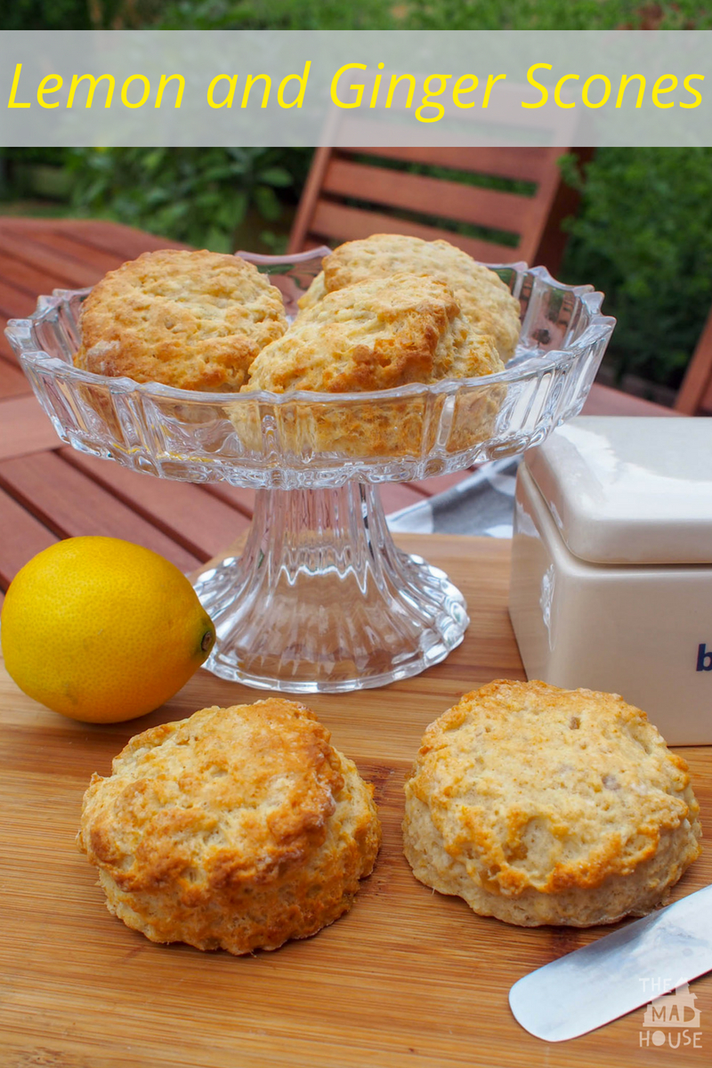 Lemon and Ginger Scones, a perfect trreat for afternoon tea. The combination of lemon and ginger is refreshing and slightly fiery at the same time