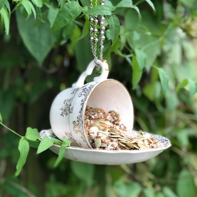 How to Make a Hanging Teacup Bird Feeder