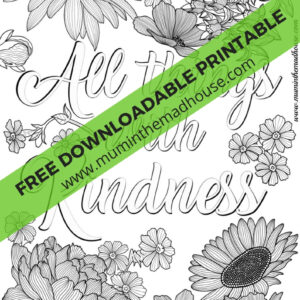 Free Printable All Things with Kindness Colouring Page