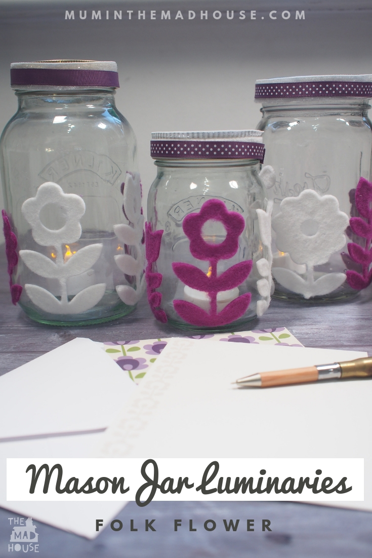  I have a real love for Mid-century design and these folk flower mason jar lanterns have a real mid-century feel (well I think they do).  They were inspired by a writing set I have and are perfect for the time between Halloween and Christmas when it is dark and your home needs some light.