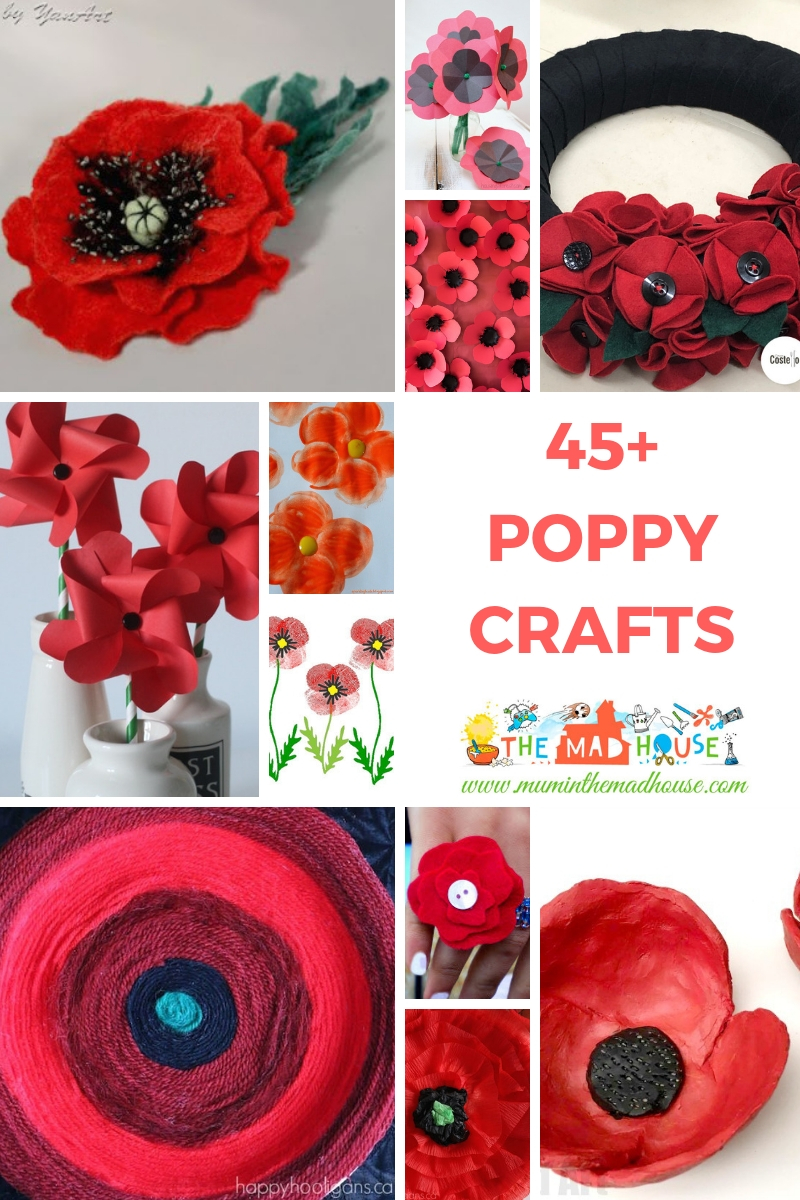 Over 45 Poppy Crafts - Perfect for Remembrance, Armistice or Veteran’s day. Celebrate remembrance day and armistice with these fantastic poppy crafts, poppy activities and all things poppies.