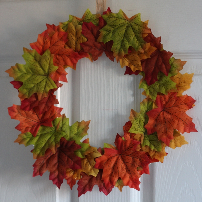 Autumn fall paper plate leaf wreath