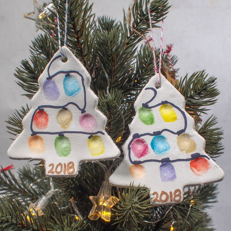 Fingerprint Christmas Tree Ornament - Air Drying Clay