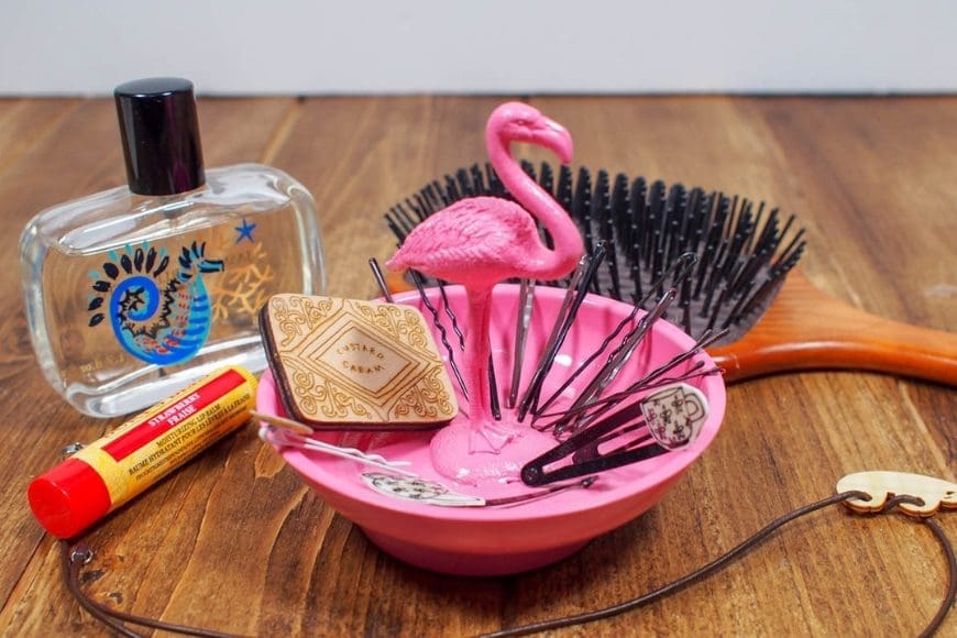 Pink Magnetic Pin Bowl with a flamingo