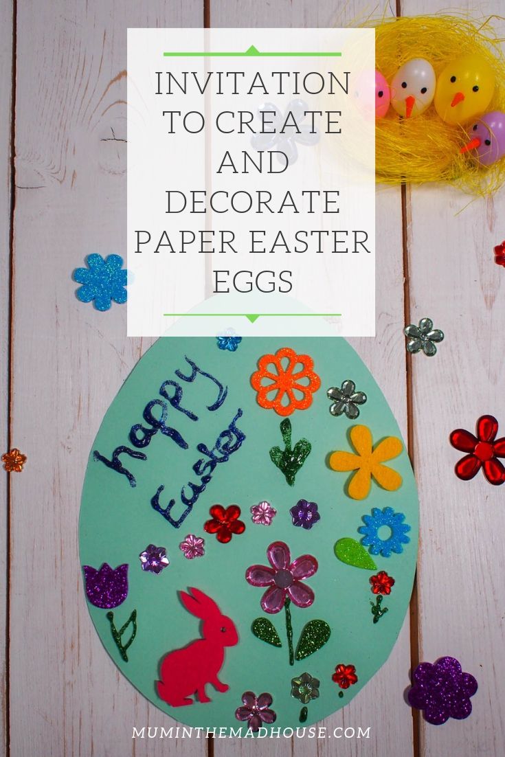 This Paper Easter Egg decorating is super simple to put together and will keep the children busy for as long as you give them things to glue and stick in my experience! 